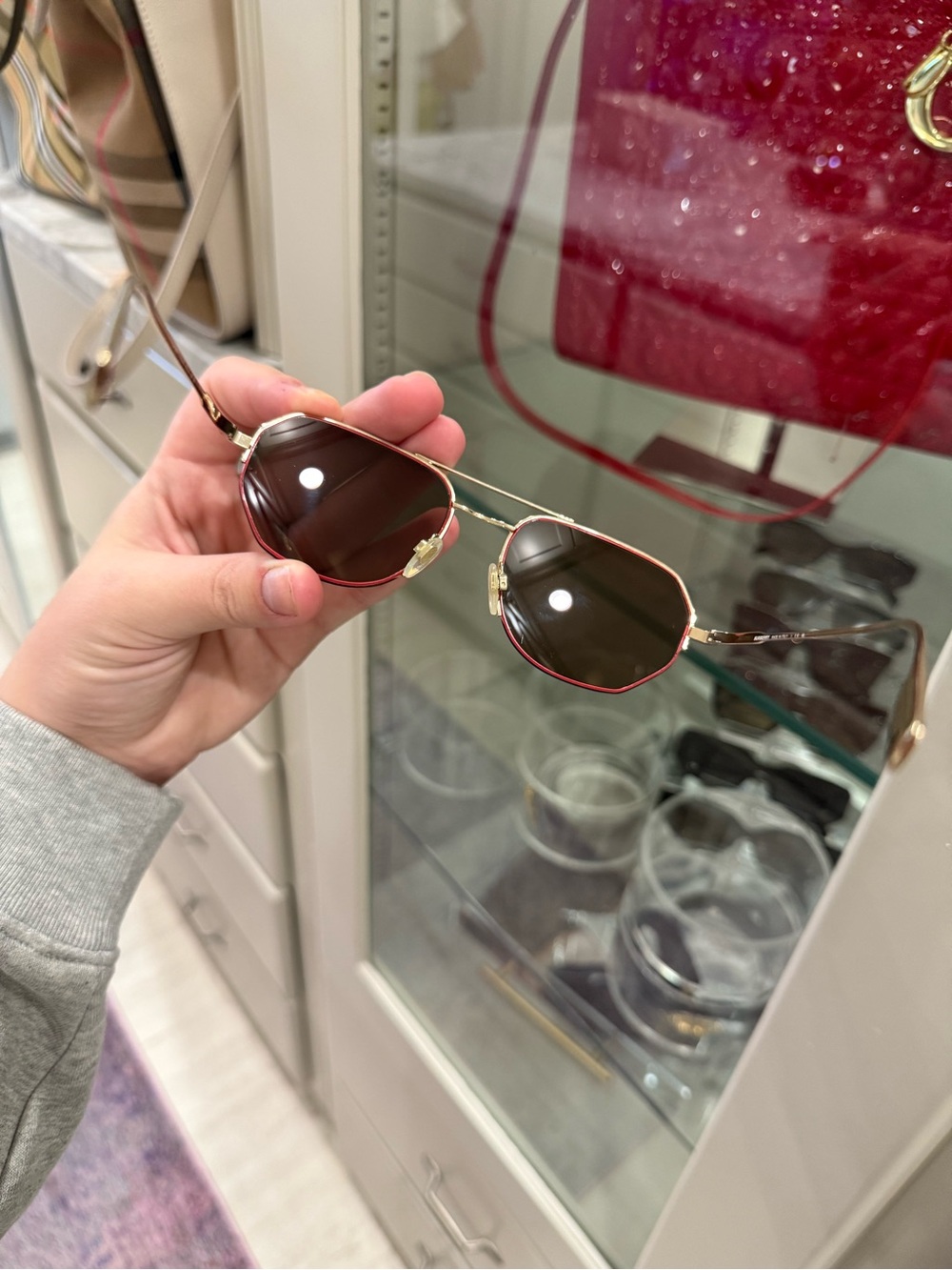 Burberry Gold Frame Sunglasses with Brown Lenses